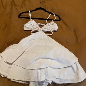 White sexy strappy mini dress